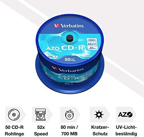 Verbatim CD-R AZO Crystal 0,7 GB, 52 x 50 Pakuotės velenas