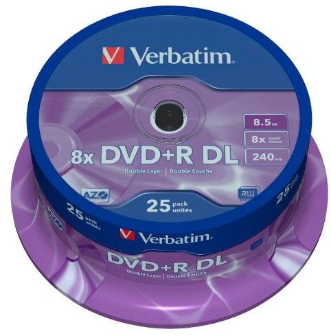 Verbatim DVD+R Double Layer 8x Matt Sidabrinis 25pk Spindle 8,5 GB DVD+R DL 25 vnt