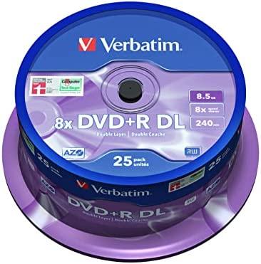 Verbatim DVD+R Double Layer 8x Matt Sidabrinis 25pk Spindle 8,5 GB DVD+R DL 25 vnt