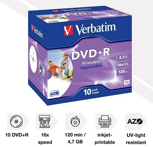 Verbatim 43508 neįrašytas DVD diskas 4,7 GB DVD+R 10 vnt