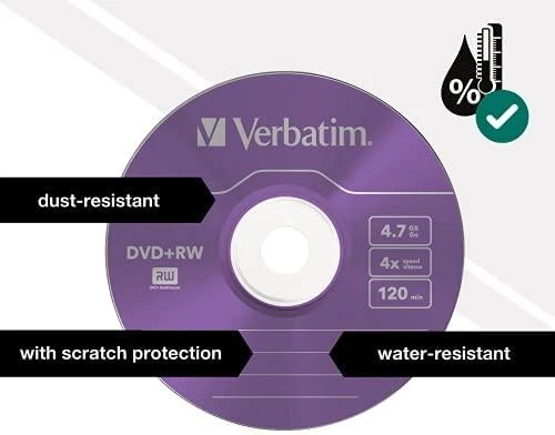 1x5 Verbatim DVD+RW 4,7GB 4x Speed Color Surface Slimcase
