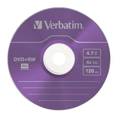 1x5 Verbatim DVD+RW 4,7GB 4x Speed Color Surface Slimcase