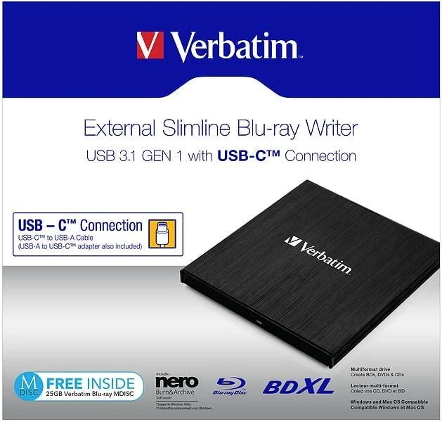 Verbatim 43889 optinių diskų įrenginys Juoda Blu-Ray RW