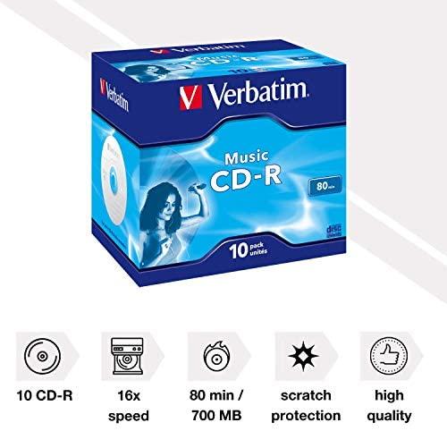 VERBATIM audio CD-R 80 min. / 700 MB 16x 10 pakelių papuošalų dėklo krištolinis paviršius, spalvinkite gyvai