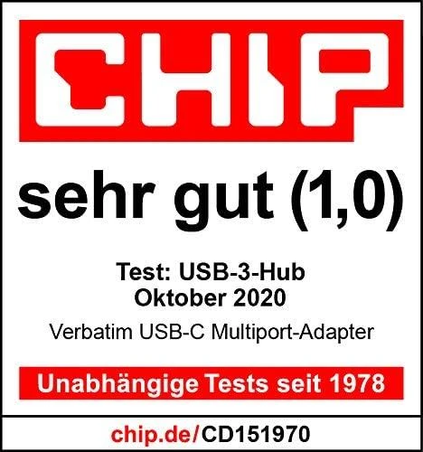 Verbatim 49142 sąsajos šakotuvas USB 3.2 Gen 1 (3.1 Gen 1) Type-C 1000 Mbit/ai Juoda, Sidabras
