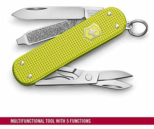 Victorinox Classic SD Laimo spalvos su atlenktais įrankiais