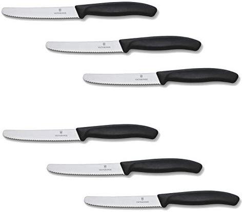 Stalo Peilių Rinkinys - Victorinox 7833 Dantyta Kraštas 6 Vnt 11cm Juodas