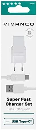 Vivanco įkroviklis USB-C 3A 1,2m, baltas (60020)
