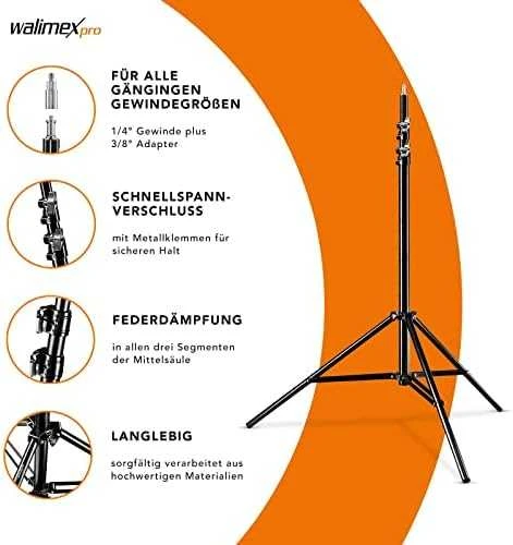 Walimex walimex rinkinys iš 3x wT-806 lempos trikojo, 256 cm