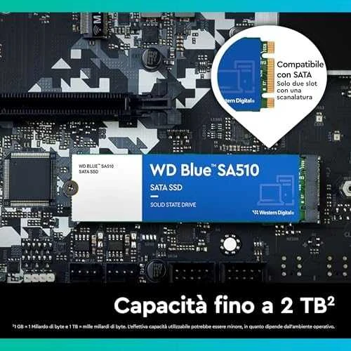 Sandisk „Western Digital“ Mėlyna SA510 M.2 2TB serijos ATA III diskas