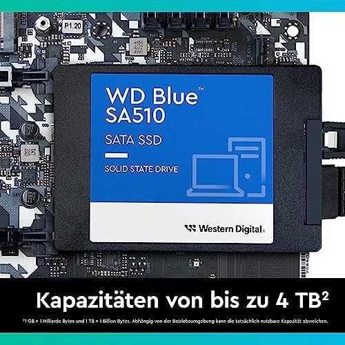 WD Mėlyna SA510 SSD 500GB SATA III 6Gb/s korpuse, 2.5" 7mm vidinėje dalyje, vienoje pakuotėje, maitinamas „SANDISK“