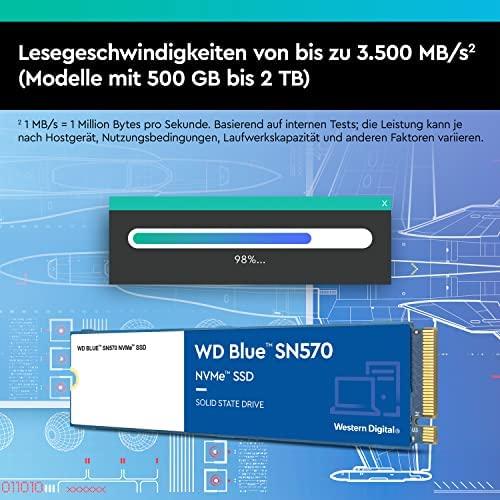 „SanDisk WD Mėlyna SSD SN570 NVMe 2TB M.2 2280 PCIe Gen3 8Gb/s vidinis, vienos pakuotės