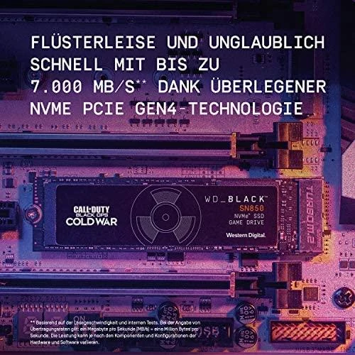 Western Digital WD Juodas 4TB SN850X NVMe SSD diskas, itin greitas, PCIe Gen4 x4, M.2, vidinis, su „SANDISK“ procesoriumi