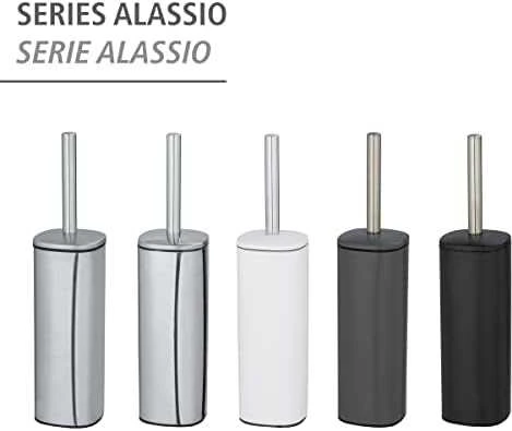 Dažytas plieno wc šepetys ALASSIO, baltas, su sidabrine rankena, Wenko