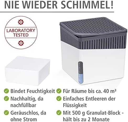 Sausintuvas Wessper Kasetė CUBE 500g drėgmės sugėrikliui, plotas 40 m³, WENKO