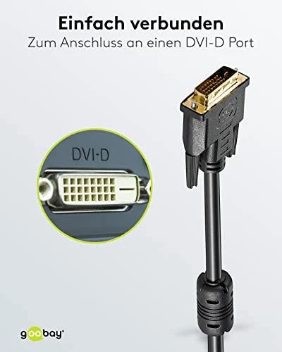 Goobay 2m DVI-D FullHD kabelis Dual Link, juodas
