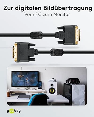 Goobay 2m DVI-D FullHD kabelis Dual Link, juodas
