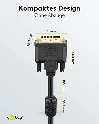 Goobay 2m DVI-D FullHD kabelis Dual Link, juodas
