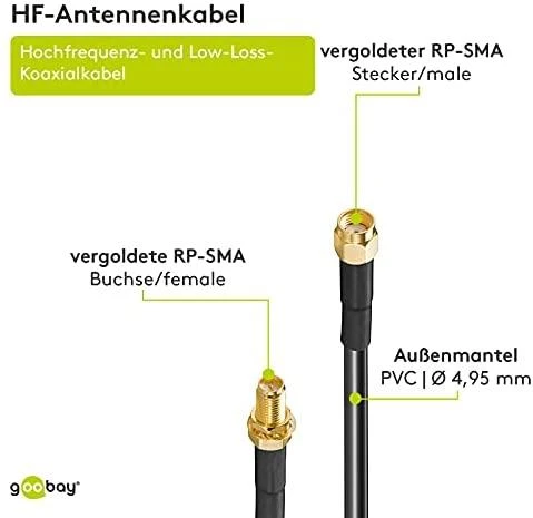 Goobay Kabelis RP-SMA lizdas - RP-SMA kištukas 3m 50ohm