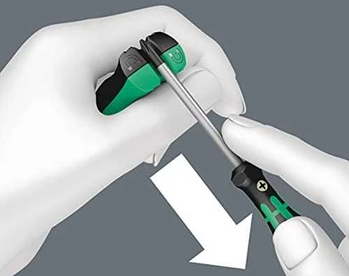 Atsuktuvas su keičiamais antgaliais Wera Kraftform Kompakt Stubby Magazin, 6 antgaliai PH, TORX, SL
