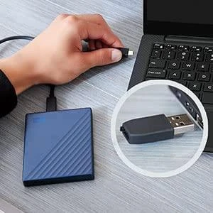 Kietasis diskas Western Digital „My Passport Ultra 2TB“ Mėlyna USB-C/USB3.0 HDD 2,5 colio metalinės apdailos RTL nešiojamas išorinis diskas