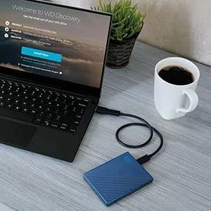 Kietasis diskas Western Digital „My Passport Ultra 2TB“ Mėlyna USB-C/USB3.0 HDD 2,5 colio metalinės apdailos RTL nešiojamas išorinis diskas
