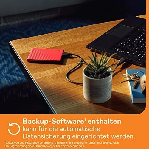 Išorinis kietasis diskas HDD Western Digital My Passport (2TB, USB 3.2), raudonas