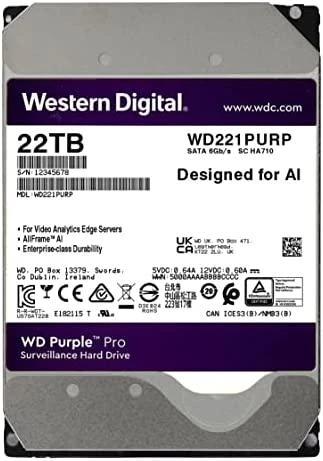 Vidinis Kietasis Diskas - Western Digital Violetinė Pro 22 TB 7200 RPM 512 MB 3.5"