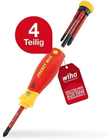 Atsuktuvas su antgaliais (4 vnt.) WIHA PocketMax® 1000V, Elektrikams