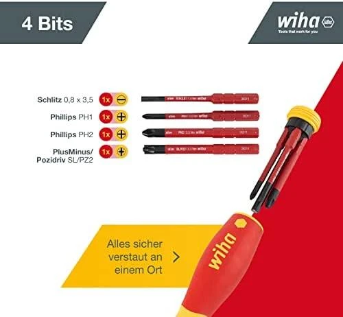 Atsuktuvas su antgaliais (4 vnt.) WIHA PocketMax® 1000V, Elektrikams