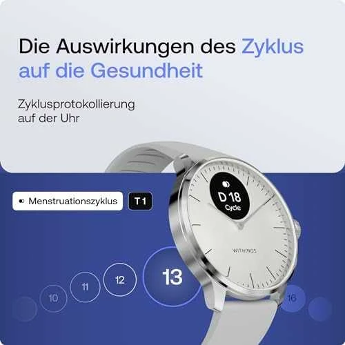 Išmanusis laikrodis Withings Scanwatch Light, 37 mm, Sidabro spalvos korpusas su pilkos spalvos dirželiu
