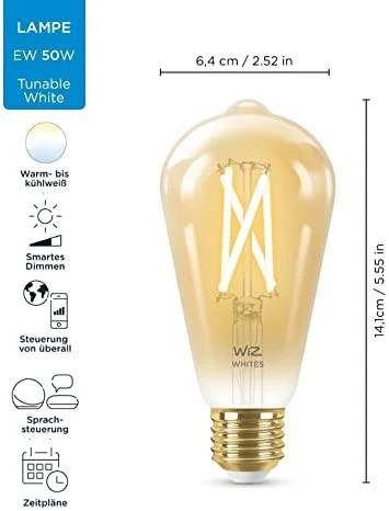 WiZ,ST64 Edison,7W,2000-5000,ST64,E27,1vnt šviesos šaltinis