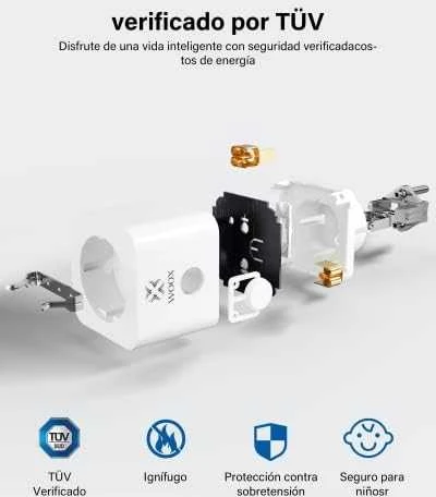 Išmanioji Wi-Fi rozetė, Wi-Fi, 3680W 16A, su energijos matavimu, 3vnt komplektas, TUYA / Smart Life, WOOX