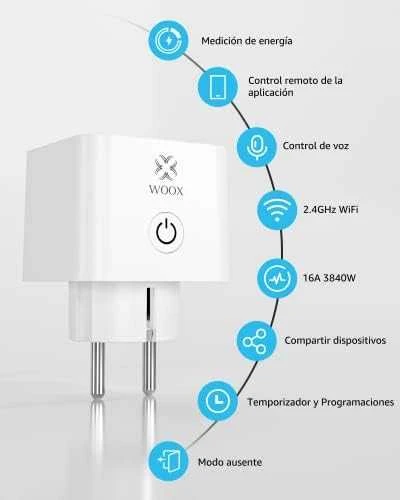 Išmanioji Wi-Fi rozetė, Wi-Fi, 3680W 16A, su energijos matavimu, 3vnt komplektas, TUYA / Smart Life, WOOX