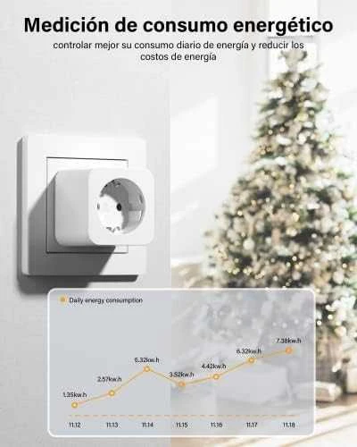 Išmanioji Wi-Fi rozetė, Wi-Fi, 3680W 16A, su energijos matavimu, 3vnt komplektas, TUYA / Smart Life, WOOX