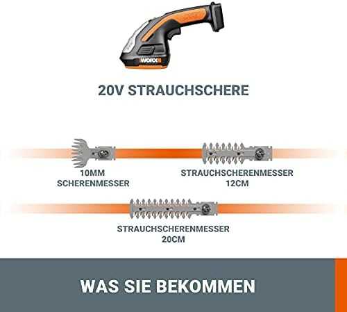 Žirklės žolei ir šakoms 20V 10/12/20cm, be pakrovėjoWORX