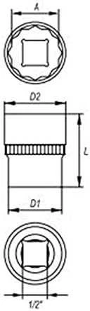 YATO NASADKA DWUNASTOKĄTNA 1/2" DŁUGA 32mm