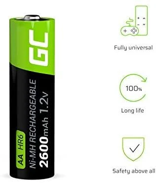 Green Cell Žalias Cell AKUMULIACIJA AKU-AA-2600/GC*P4 1.2V Ni-MH HR6, AA Žalias Cell