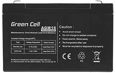 Žalias Cell GREENCELL baterija AGM VRLA 6V 15Ah
