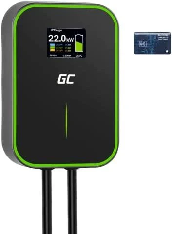 Wallbox Žalias Cell Žalias Cell EV Charger PowerBox 22kW įkroviklis su Type 2 lizdu ir RFID, skirtas elektromobiliams ir Plug-In hibridams įkrauti, 32 A