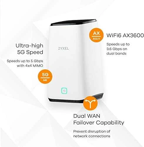 ZYXEL FWA510, 5G NR maršrutizatorius, skirtas naudoti patalpose, autonominis / Nebula su 1 metų Nebula Pro licencija, AX3600 Wi-Fi, 2,5 GB LAN, ES ir JK regionas (2 metų garantija)