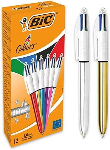 Bic 4 spalvų tušinukų rinkinys su metalo atspalvių korpusais