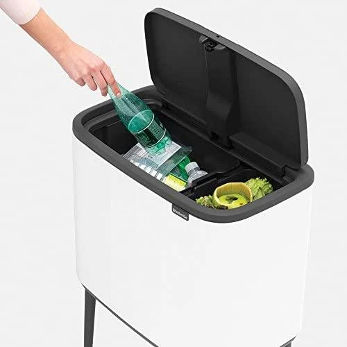 Šiukšlių dėžė Brabantia Bo Touch, 11+23 l, Platinos spalvos