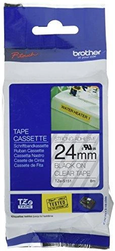 Brother TZe-S151 stipri lipni laminuota juosta Juodas ant Clear, TZe, 8 m, 2,4 cm