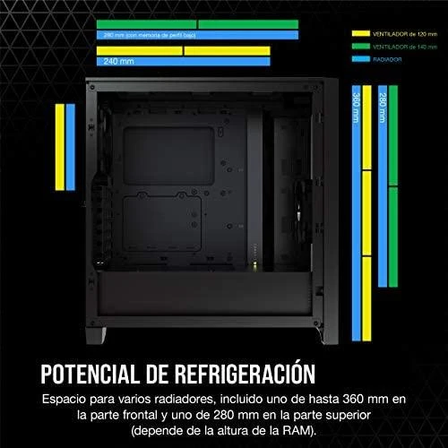 CORSAIR 4000D Airflow grūdinto stiklo vidurinio bokšto Juodas dėklas