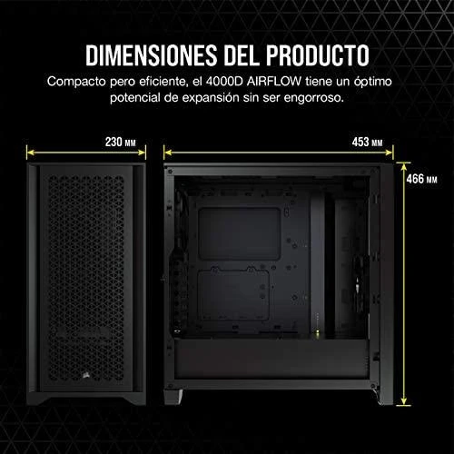 CORSAIR 4000D Airflow grūdinto stiklo vidurinio bokšto Juodas dėklas