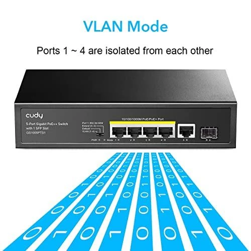 Šakotuvas Komutatorius - Cudy GS1005PTS1 Gigabit PoE 5 Prievadų Juodas