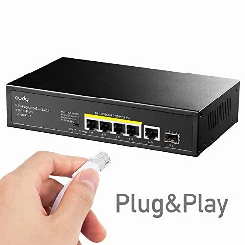 Šakotuvas Komutatorius - Cudy GS1005PTS1 Gigabit PoE 5 Prievadų Juodas