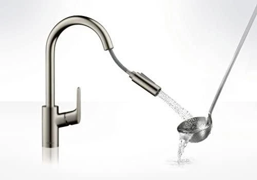Hansgrohe Focus M41 virtuvės maišytuvas su ištraukiamu purkštuvu, 2 srovės (31815800)