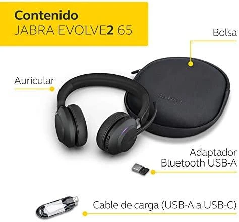 Belaidės Ausinės Jabra EVOLVE2 65 USB-A UC Stereo, Juodos